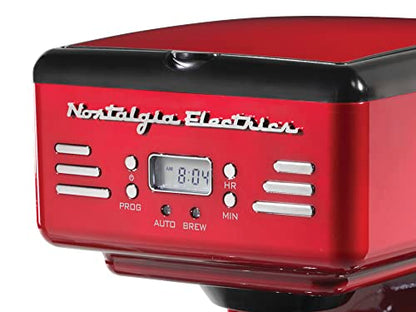 Nostalgia Retro 12-Cup Programmable Coffee Maker With LED Display, Automatic Shut-Off & Keep Warm, Pause-And-Serve Function, Red