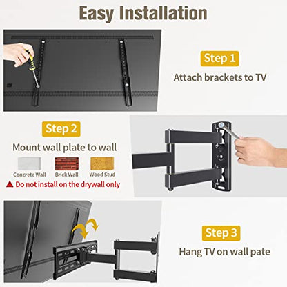 Mounting Dream TV Wall Mount Swivel and Tilt for Most 26-55 Inch TV, TV Mount Perfect Center Design, Full Motion TV Mount Bracket with Articulation, up to VESA 400x400mm, 60 lbs, MD2377