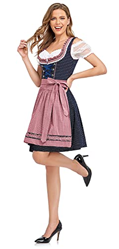 HiZiTi Oktoberfest Costumes Women Dirndl Dresses 3 Pcs German Oktoberfest Dresses Bavarian Costume Beer Carnival Outfits M