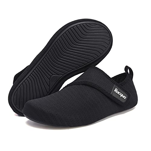 Racqua Water Shoes Quick-Dry Barefoot Aqua Socks for Men Yoga Excerise Beach Swim Lightweight Shoes Black 9-10