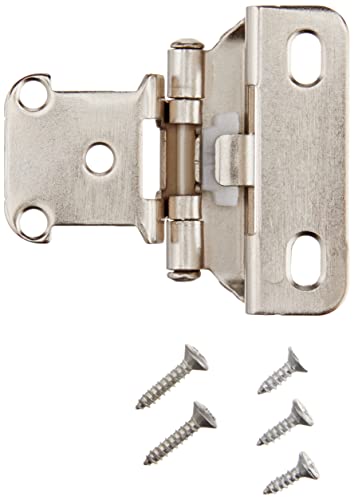 Amazon Basics AB-4015, Satin Nickel, 1/2-Inch Overlay Wrap Cabinet Hinge, 3/4-Inch, 50 Pieces, 1/2"