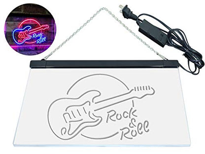 ADVPRO Rock & Roll Electric Guitar Band Room Music Dual Color LED Neon Sign Blue & Red 16" x 12" st6s43-i2303-br