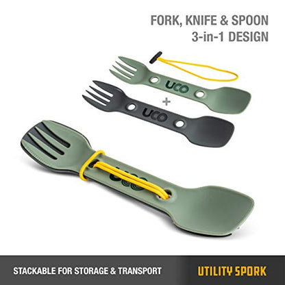 UCO Nylon Utility Spork Camping Spoon-Fork-Knife Utensil, 2 Pack