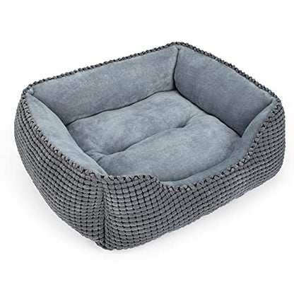 MIXJOY Dog Bed for Large Medium Small Dogs, Rectangle Washable Sleeping Orthopedic Pet Sofa Bed, Soft Calming Cat/Puppy Beds for Indoor Cats, Anti-Slip Bottom with Multiple Size (20'', Grey)