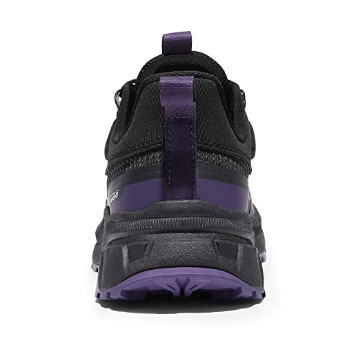 NORTIV 8 Womens Lightweight Hiking Shoes Quick Laces Outdoors Sneakers, Black Purple - 7.5 (SNHS239W)