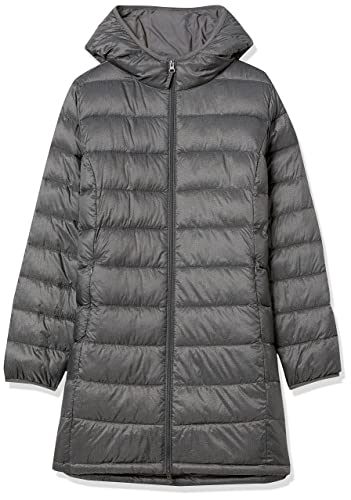 Amazon Essentials Women's Lightweight Water-Resistant Hooded Puffer Coat (Available in Plus Size), Charcoal Heather, X-Large