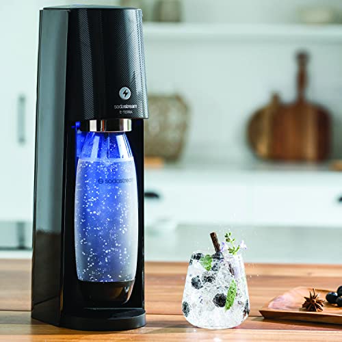 SodaStream E-TERRA Sparkling Water Maker Bundle (Black), with CO2, Carbonating Bottles, and bubly Drops Flavors