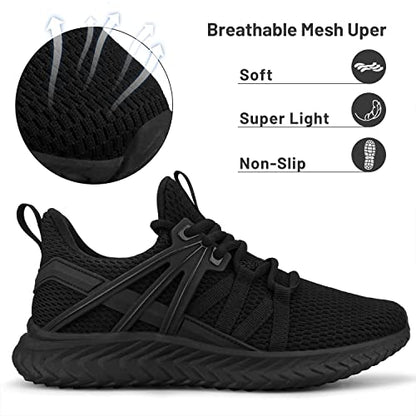 Abboos Women's Running Tennis Shoes Workout Breathable Blade Athletic Sport Sneakers for Women Black Size 8