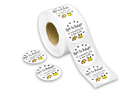 Black Paw Print Opt to Adopt Stickers for for Animal Rights Fundraisers, Animal Abuse Prevention, & Animal-Themed Events - Stickers for Pet Lovers, Pet Businesses, Animal Clinics, Labels, Scrapbooks and More! (250 Stickers)