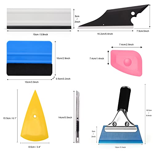 Ehdis 7 Pieces Vehicle Glass Protective Film Car Window Wrapping Tint Vinyl Installing Tool: Squeegees, Scrapers, Film Cutters