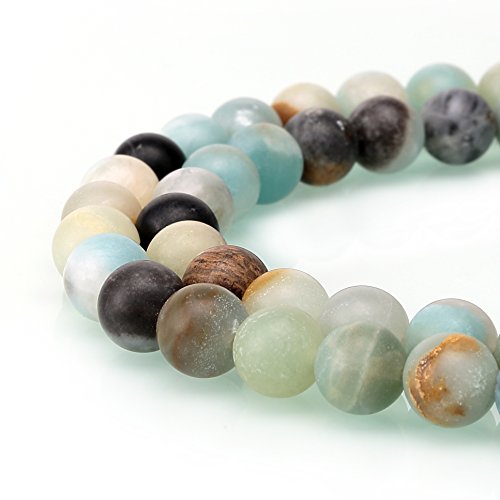 BRCbeads Matte Amazonite Gemstone Loose Beads Natural Round 6mm Crystal Energy Stone Healing Power for Jewelry Making