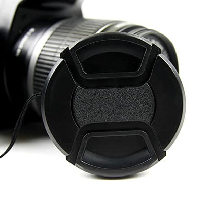 37mm Camera Lens Cap, PCTC Camera Lens CoverSnap-On Center Pinch Front Lens Cover with Strap Compatible with Nikon, Canon, Sony & Other DSLR Cameras