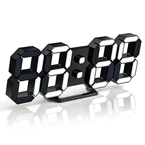 EDUP HOME 3D LED Clock Desk Alarm Clock Wall Clock with Remote Control, 9.7" LED Electronic Clocks, Snooze Model, Temperature, Night Light Auto/Custom Brightness