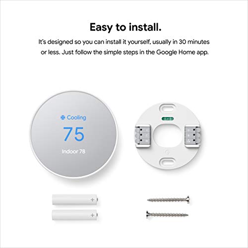 Google Nest Thermostat - Smart Thermostat for Home - Programmable Wifi Thermostat - Snow