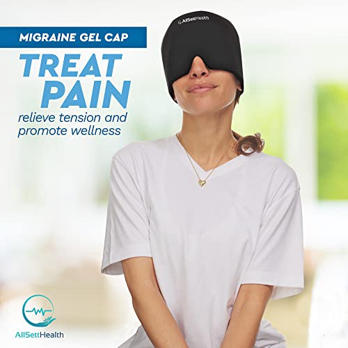 Migraine Relief Cap Ice Head Wrap Headache and Migraine Hat | Headache Relief with Hot/Cold Gel Head Ice Pack with Face and Eye Headache Mask Compress