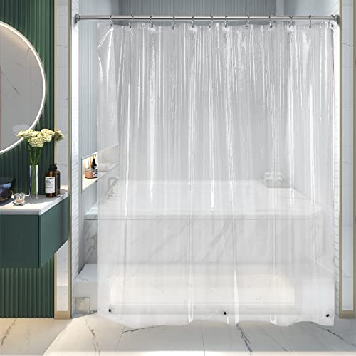 AmazerBath Shower Curtain Liner, 72x72 Clear Shower Curtain Liner, Waterproof Plastic Shower Liner, Cute Lightweight PEVA Shower Curtain for Bathroom with 3 Magnets and 12 Rustproof Metal Grommets