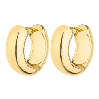 Gold Chunky Hoop Earrings Set for Women, 14K Gold Plated Twisted Huggie Hoop Earring Hypoallergenic, Thick Open Hoops Set Lightweight (3 gold hoop chunky)