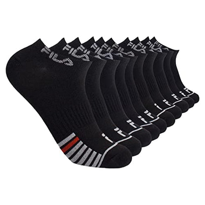 Fila Women's No Show Socks, Black/Multi (10 Pack), One Size