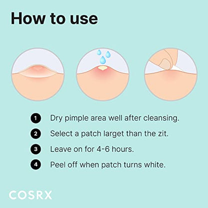 COSRX Acne Pimple Patch (96 Count) Absorbing Hydrocolloid Spot Treatment Fast Healing, Blemish Cover, Three Sizes