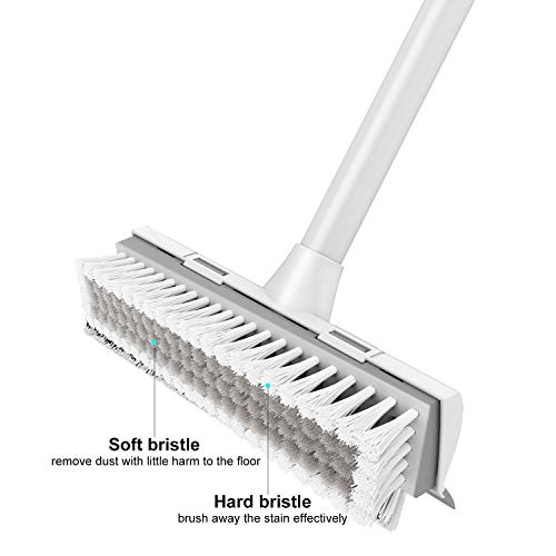 BOOMJOY Floor Scrub Brush with Long Handle - 50",2 in 1 Scrape and Stiff Brush for Cleaning Bathroom, Tub and Tile,Patio, Kitchen, Wall and Deck