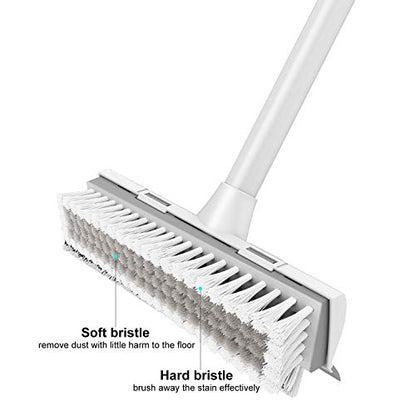 BOOMJOY Floor Scrub Brush with Long Handle - 50",2 in 1 Scrape and Stiff Brush for Cleaning Bathroom, Tub and Tile,Patio, Kitchen, Wall and Deck