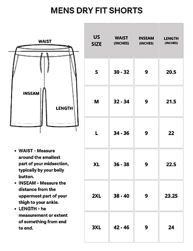 Real Essentials Mens Dry Fit Shorts Dri Active Wear Short Men Athletic Performance Basketball 9 Inch Inseam Sweat Tennis Soccer Running Essentials Gym Casual Workout Sports, Set 6, XL, Pack of 5