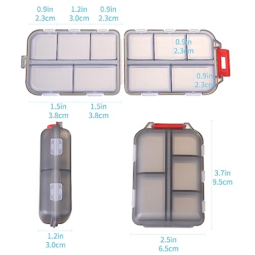 Zuihug 1Pack Travel Pill Organizer - 10 Compartments Pill Case, Compact and Portable Pill Box, Perfect for On-The-Go Storage, Pill Holder for Purse Gray