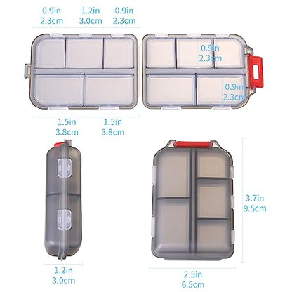 Zuihug 1Pack Travel Pill Organizer - 10 Compartments Pill Case, Compact and Portable Pill Box, Perfect for On-The-Go Storage, Pill Holder for Purse Gray