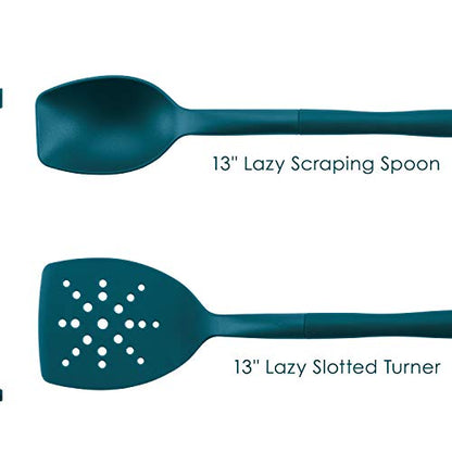 Rachael Ray Tools and Gadgets Flexi Turner and Scraping Spoon Set / Cooking Utensils - 2 Piece, Teal Blue