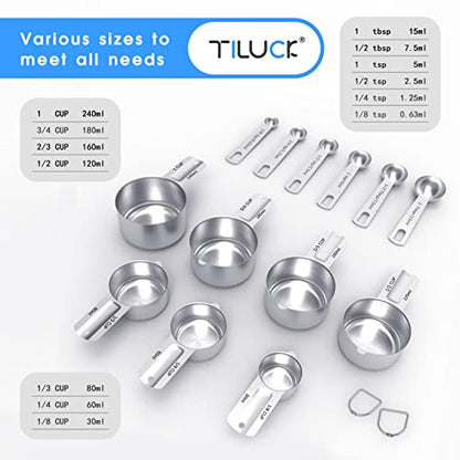 TILUCK Stainless Steel Measuring Cups & Spoons Set, Cups and Spoons,Kitchen Gadgets for Cooking & Baking