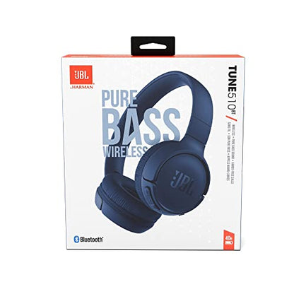 JBL Tune 510BT: Wireless On-Ear Headphones with Purebass Sound - Blue, Medium