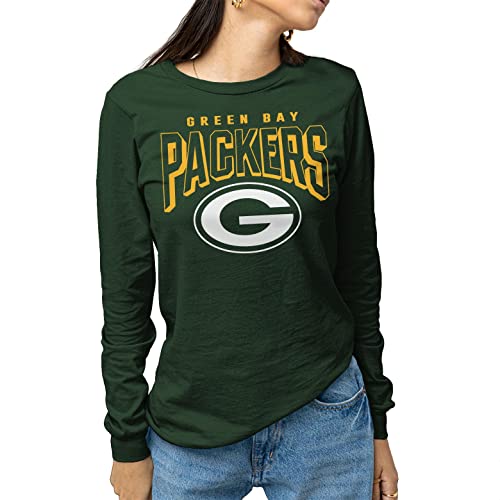 Junk Food Clothing x NFL - Green Bay Packers - Bold Logo - Unisex Adult Long Sleeve T-Shirt for Men and Women - Size X-Large