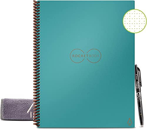 Rocketbook Core Reusable Smart Notebook | Innovative, Eco-Friendly, Digitally Connected Notebook with Cloud Sharing Capabilities | Dotted, 8.5" x 11", 32 Pg, Neptune Teal, with Pen, Cloth, and App Included