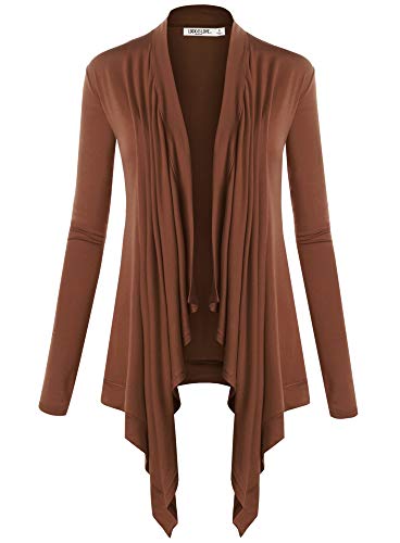 LL WSK849 Womens Off-Duty Open Front Cardigan M Rust