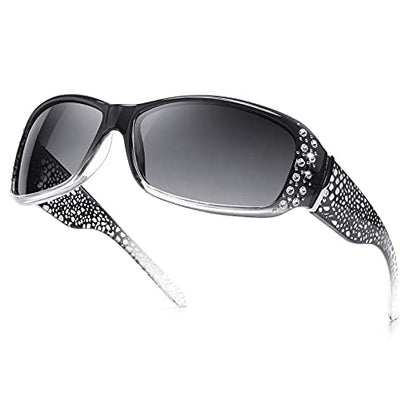 HAOLOTA Polarized Sunglasses for Women, Trendy Fashion Rhinestone Sunglasses UV400 Protection