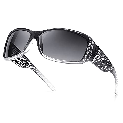 HAOLOTA Polarized Sunglasses for Women, Trendy Fashion Rhinestone Sunglasses UV400 Protection