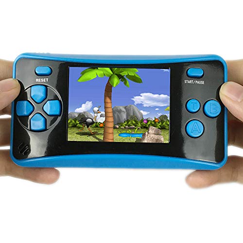 Portable Handheld Games for Kids 2.5" LCD Screen Game TV Output Arcade Gaming Player System Built in 182 Classic Retro Video Games Birthday for Your Boys Girls (Blue)
