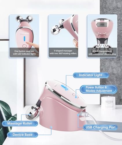 MCSYPOAL Microcurrent-Facial-Device, Microcurrent Face Lift Device, Face Roller for Wrinkles Removal, Face Massager for Skin Tightening, Microcurrent Multifunctional Facial Massager