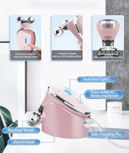 MCSYPOAL Microcurrent-Facial-Device, Microcurrent Face Lift Device, Face Roller for Wrinkles Removal, Face Massager for Skin Tightening, Microcurrent Multifunctional Facial Massager
