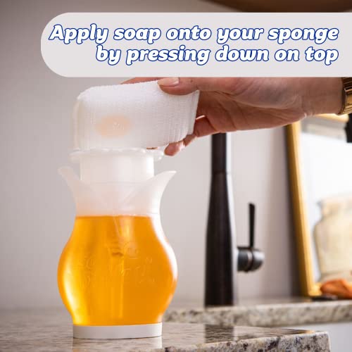 Scrub Daddy Soap Dispenser - Soap Daddy, Dual Action Bottle for Kitchen & Bathroom Sink or Shower, Refillable with Dish Washing up Liquid or Hand Wash, as Used by Mrs Hinch, Clear Plastic Flower Top