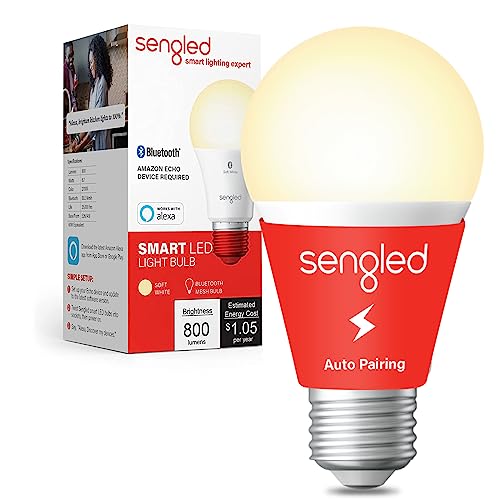 Sengled Alexa Light Bulb, S1 Auto Pairing with Alexa Devices, Warm Light Bulbs, Smart Light Bulbs that work with Alexa, Bluetooth Mesh Smart Home Lighting, E26 60W Equivalent, 800LM, 1-Pack