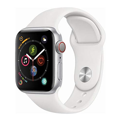 Apple Watch Series 4 (GPS + Cellular, 40MM) - Silver Aluminum Case with White Sport Band (Renewed)