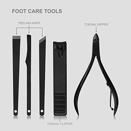 Utopia Care 15 Pieces Manicure Set - Stainless Steel Manicure Nail Clippers Pedicure Kit - Professional Grooming Kits, Nail Care Tools with Luxurious Travel Case (Black)