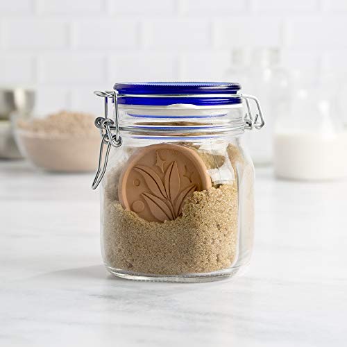 Goodful Brown Sugar Saver and Softener Disc with Elegant Leaf Design, Multiple Uses for Food Storage Containers, Reusable and Food Safe, Terracotta, 2 Pack