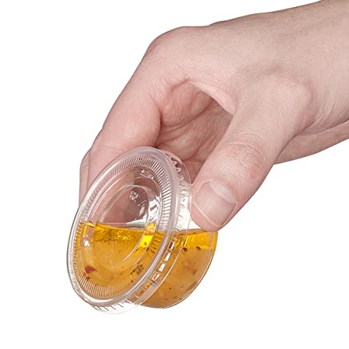 Comfy Package [100 Sets - 2 oz.] Plastic Portion Cups With Lids, Souffle Cups, Jello Shot Cups