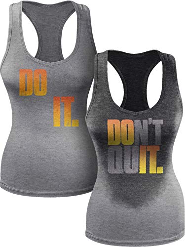 Actizio Women's Workout Shirt Cotton Fabric Tank Top Sleeveless Sweat Activated Motivational Exercise Gym Athletic Fit Moisture Wicking Fitness Shirt - Do It - Don't Quit (Size M)