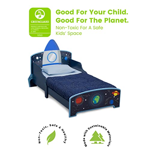 Delta Children Space Adventures Rocket Ship Wood Toddler Bed - Greenguard Gold Certified, Blue