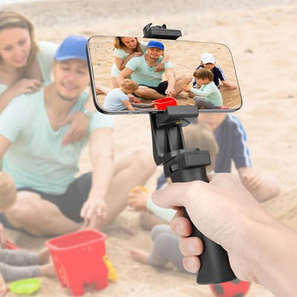 Ergonomic Anti-Falling Cell Phone Vlogging Hand Grip Stabilizer Smartphone Holder Rig Mount Video Kit w/Safety Strap Portable Selfie Stick for iPhone Samsung (Landscape+Portrait)-Mic/Light Adapter