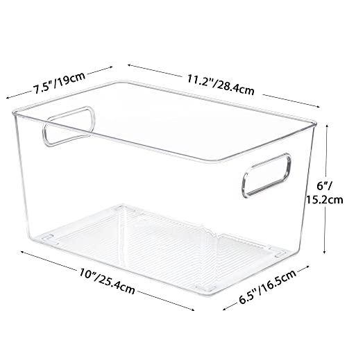 YIHONG Clear Pantry Storage Organizer Bins, 6 Pack Plastic Food Storage Bins with Handle for Kitchen,Refrigerator, Freezer,Cabinet Organization and Storage