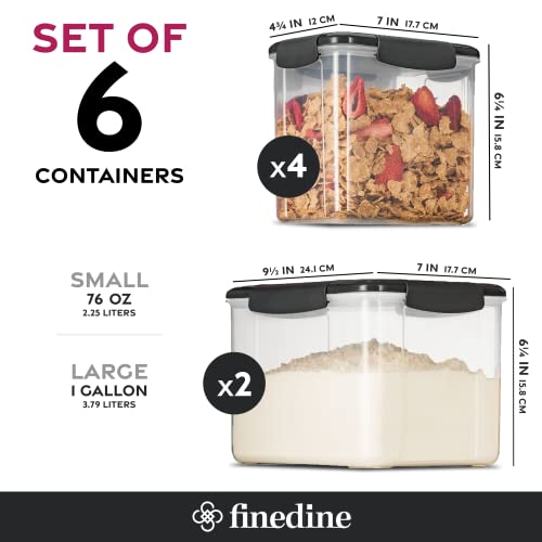 FINEDINE 12-Piece Airtight Food Storage Set for Kitchen - Flour, Sugar, Cereal (Grey)